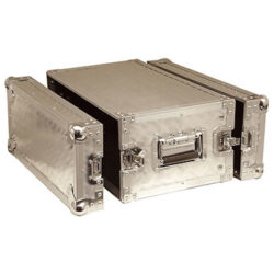 4U Silver Flight Case, Front & Rear Removable Doors