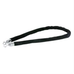 Rope, Black Velvet with Chrome Hooks, 1.5m