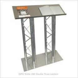 Tri Truss Lectern, Double Width. Silver / Natural
