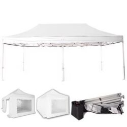 Chinese Hat Pop Up Gazebo 6m x 4m (White) Heavy Duty
