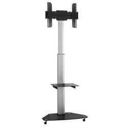 Glass Flat Screen TV Floor Stand With Laptop Shelf