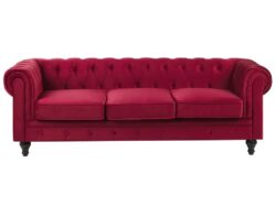 Sofa 3 seater Chesterfield Velvet Dark Red
