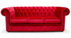 Sofa 4 seater Chesterfield Velvet Dark Red